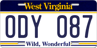 WV license plate ODY087