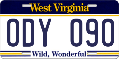 WV license plate ODY090