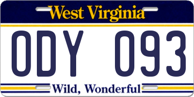 WV license plate ODY093