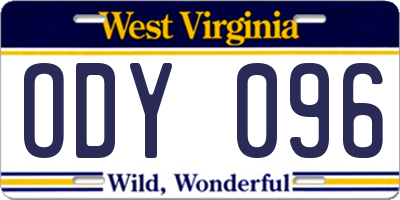 WV license plate ODY096