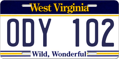WV license plate ODY102