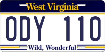 WV license plate ODY110