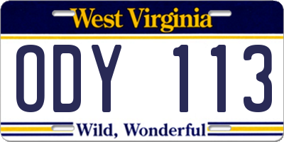 WV license plate ODY113