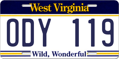 WV license plate ODY119