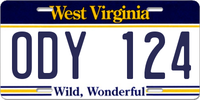 WV license plate ODY124