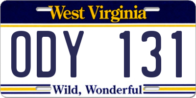 WV license plate ODY131