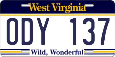 WV license plate ODY137