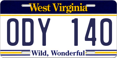 WV license plate ODY140