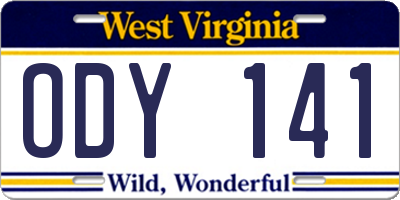 WV license plate ODY141
