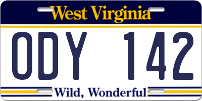 WV license plate ODY142