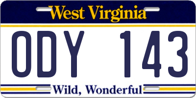 WV license plate ODY143