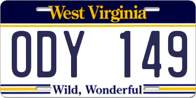 WV license plate ODY149