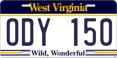 WV license plate ODY150