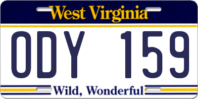 WV license plate ODY159