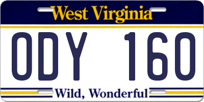 WV license plate ODY160