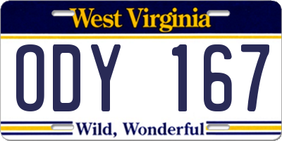 WV license plate ODY167
