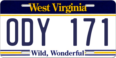 WV license plate ODY171