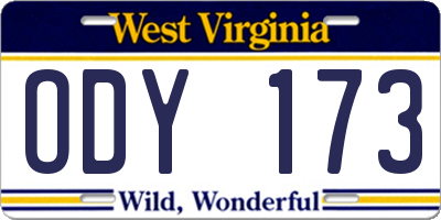 WV license plate ODY173