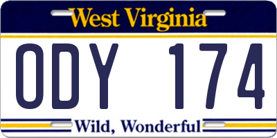 WV license plate ODY174