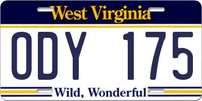 WV license plate ODY175