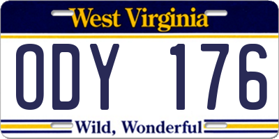 WV license plate ODY176