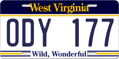 WV license plate ODY177
