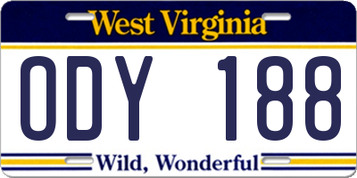 WV license plate ODY188