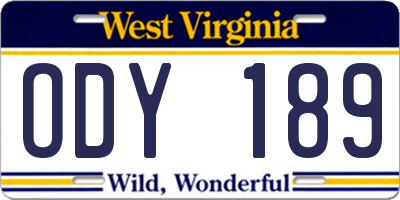 WV license plate ODY189