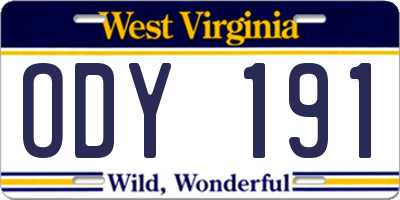 WV license plate ODY191