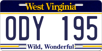 WV license plate ODY195