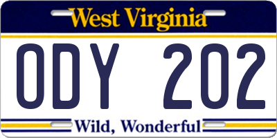 WV license plate ODY202