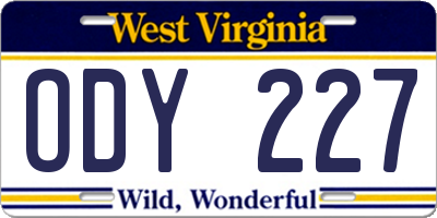 WV license plate ODY227