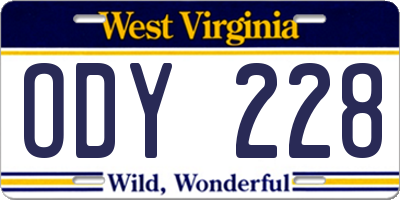 WV license plate ODY228