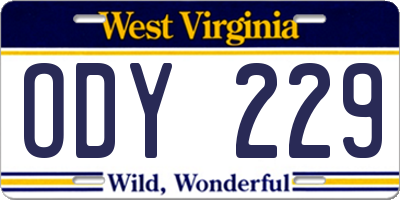 WV license plate ODY229