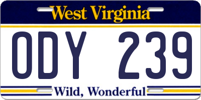 WV license plate ODY239