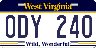 WV license plate ODY240
