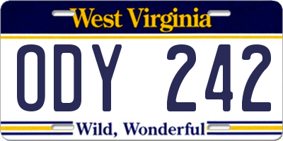 WV license plate ODY242