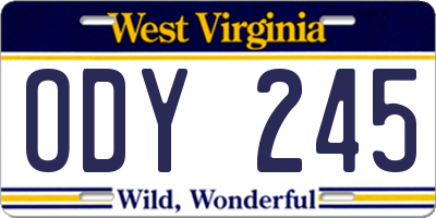 WV license plate ODY245