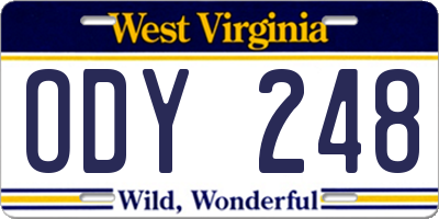 WV license plate ODY248