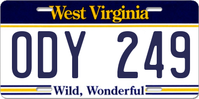 WV license plate ODY249