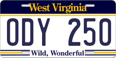 WV license plate ODY250