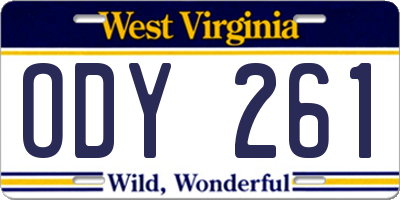 WV license plate ODY261
