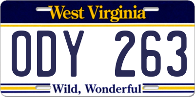 WV license plate ODY263