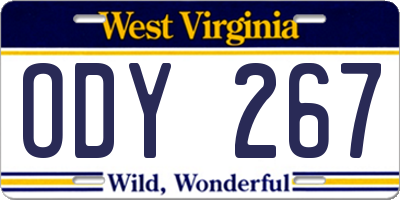 WV license plate ODY267