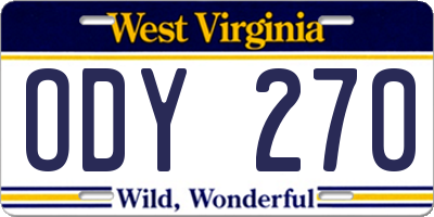 WV license plate ODY270