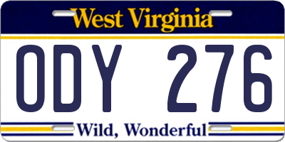 WV license plate ODY276