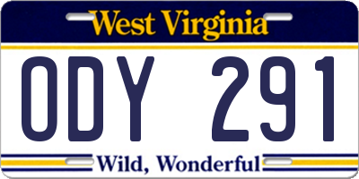 WV license plate ODY291