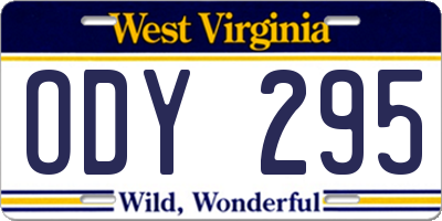 WV license plate ODY295