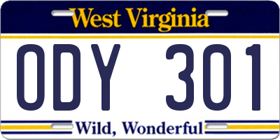 WV license plate ODY301