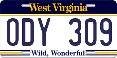 WV license plate ODY309